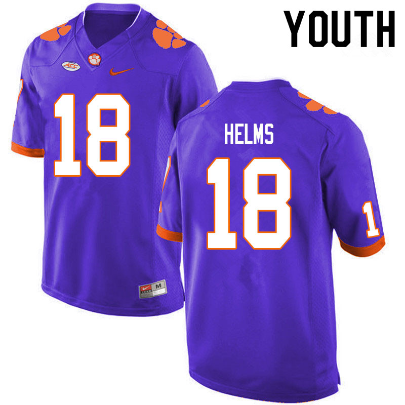 Youth #18 Hunter Helms Clemson Tigers College Football Jerseys Sale-Purple - Click Image to Close
